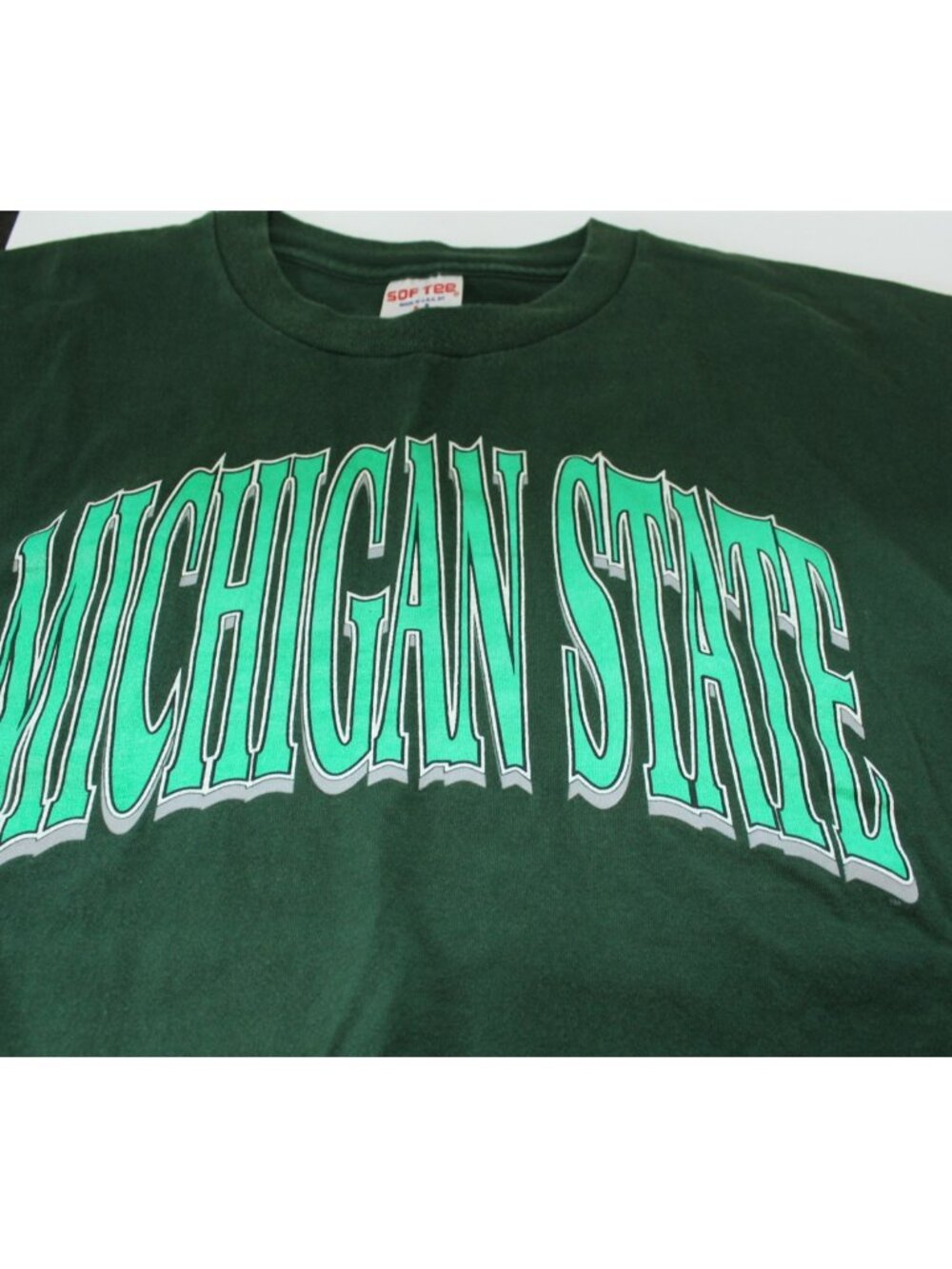 Vintage T-Shirt Michigan State Green Screen Print Front XXXL Single Stitch - Picture 3 of 7
